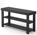 DUMOS Wooden Shoe Rack Bench with Storage, 3-Tier Bamboo Entryway Benches, Shoe Rack Holds Up to 286 lb Storage Organizer, 11.3 x 35.43 x 17.8 Inches, Suitable for Bedroom Living Room Balcony, Black