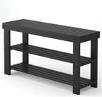 DUMOS Wooden Shoe Rack Bench with Storage, 3-Tier Bamboo Entryway Benches, Shoe Rack Holds Up to 286 lb Storage Organizer, 11.3 x 35.43 x 17.8 Inches, Suitable for Bedroom Living Room Balcony, Black