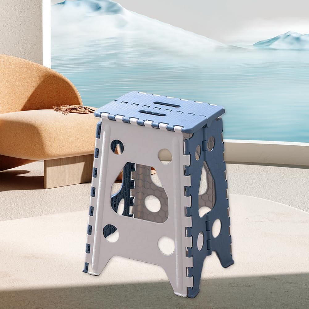 Folding Step Stool 18in Heavy Duty Step Stools for Adults Non Slip Folding Stool with Handle Portable Foldable Step Stool for Kitchen Bathroom Bedroom-Up to 400LBS