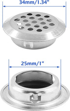 Uenhoy 20 Pcs Silver Air Vents 1" (25mm) Circular Soffit Vents Stainless Steel Air Vent Louver Round Mesh Hole Soffit Vent for Kitchen Cabinets Wardrobes Shoecases (Pack of 4)