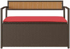 PE Rattan Patio Storage Bench with Cushion, Outdoor Seat for Cushions and Garden Supplies, Waterproof Inner Bag and Gas Spring Lid