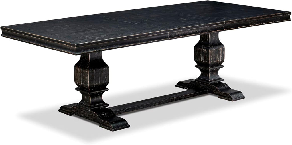 LKT-SBB-TP - A Wooden Dining Table with Removable Rectangular Tabletop - Sand Blasting Black Finish