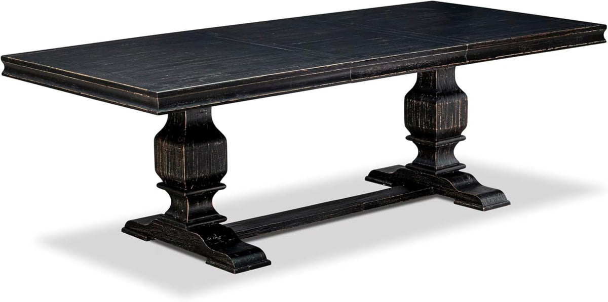 LKT-SBB-TP - A Wooden Dining Table with Removable Rectangular Tabletop - Sand Blasting Black Finish