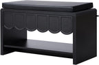 ORRD Shoe Storage Bench with Cushion, Shoe Rack Organizer Cabinet Bench with Wave Panel Drawer and Open Shelf for Entryway, Hallway, Living Room (Black)