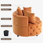 mikibama Round Barrel Accent Chair, Oversized Upholstered Sofa, Velvet High-Resilience Sponge Sofa Chair for Living Room, Bedroom, Apartment