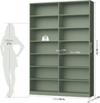 FACBOTALL 83.7" Tall Bookshelf and Bookcase,7-Tier Double Bookshelves Green