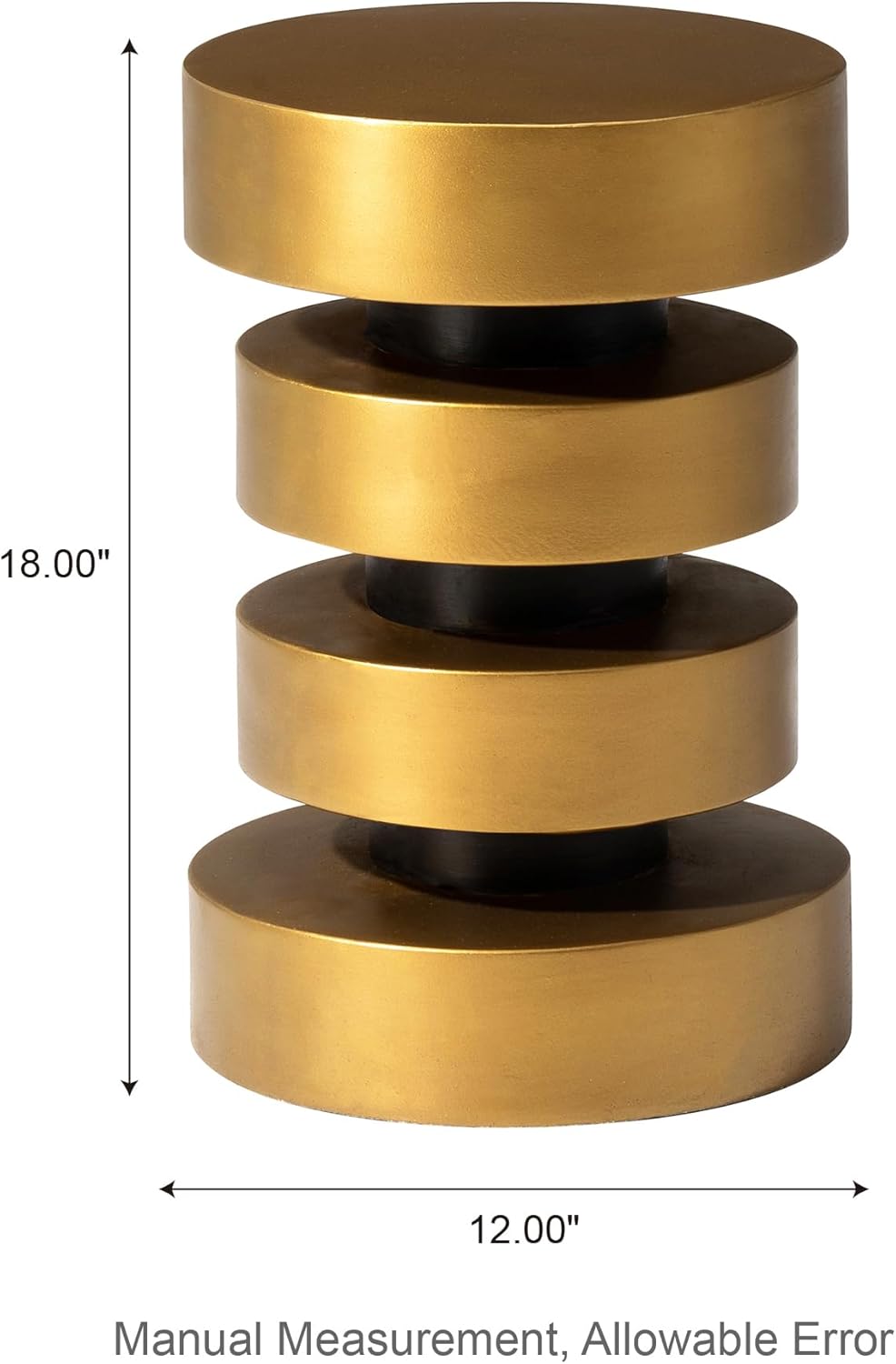 Glitzhome Gold Floating Disks Side Table & Accent Stool - 18" H Modern Antique End Table, Durable MGO Fiberglass Desk for Living Room, Holds 220 lbs, Multi-Functional & Easy to Clean