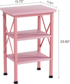 VECELO End Side Table Night Stand Set of 2,X-Design with Storage Shelf for Bedroom,Living Room,Pink