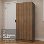 Madesa Kitchen Pantry Storage Cabinet with 2 Doors, Ample Shelf and Hanging Space 31 Inch Utility Armoire Organization Unit - Rustic