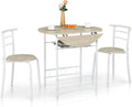 VINGLI 31.5" Drop Leaf Dining Table Set for 2, 3 Pieces Dining Table with Chair for Small Space, Small Kitchen Extendable Folding Dining Table for Dining Room，Home, Apartment, Saving Places, White Oak