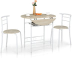 VINGLI 31.5" Drop Leaf Dining Table Set for 2, 3 Pieces Dining Table with Chair for Small Space, Small Kitchen Extendable Folding Dining Table for Dining Room，Home, Apartment, Saving Places, White Oak