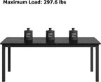 79 Inch Industrial Dining Table for 4-6 Person Rectangle Kitchen Table with Metal Legs,Round Corners, Writing Desk, for Modern Farmhouse, for Kitchen, Dining Room,Quick Assembly, Wood
