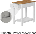 Side Table Set - Small Nightstand Set of 2 with Drawer and Open Storage Shelf - Traditional Style Bedroom or Living Room Furniture - Use as Bedside Tables or End Tables by Lavish Home (White)