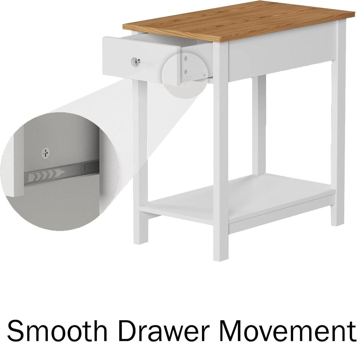 Side Table Set - Small Nightstand Set of 2 with Drawer and Open Storage Shelf - Traditional Style Bedroom or Living Room Furniture - Use as Bedside Tables or End Tables by Lavish Home (White)