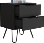 2 Nightstand, Hairpin Legs, Two Drawers, Black,for Small Spaces