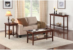 Pemberly Row Modern End Table, Espresso Wood Finish, 26" H x 18" W x 18" D, Solid Rubberwood Construction, Raised Tray Top with Bottom Shelf, Tapered Legs, Indoor Living Room Furniture