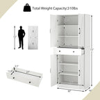 GOFLAME 72” Tall Pantry, Modern Farmhouse Cupboard Cabinet with 4 Barn Doors, Storage Drawer & 3 Adjustable Shelves, Versatile Storage with Anti-TIPP Kits for Living Room, Dining Room, White