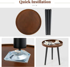Giantex Round End Table, Mid Century Modern Side Table with Wooden Tray & Bamboo Legs, Sofa Couch Accent Table, Small Coffee Table for Small Space Living Room, Nightstand for Bedroom, Walnut