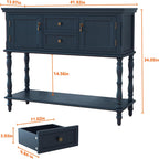 ARTPOWER Console Table with 2 Drawers, Retro Entryway Table with 2 Door | Solid Wood Veneer Entry Table, Behind Couch Sofa Table with Open Storage Shelf for Living Room, Foyer, Hallway
