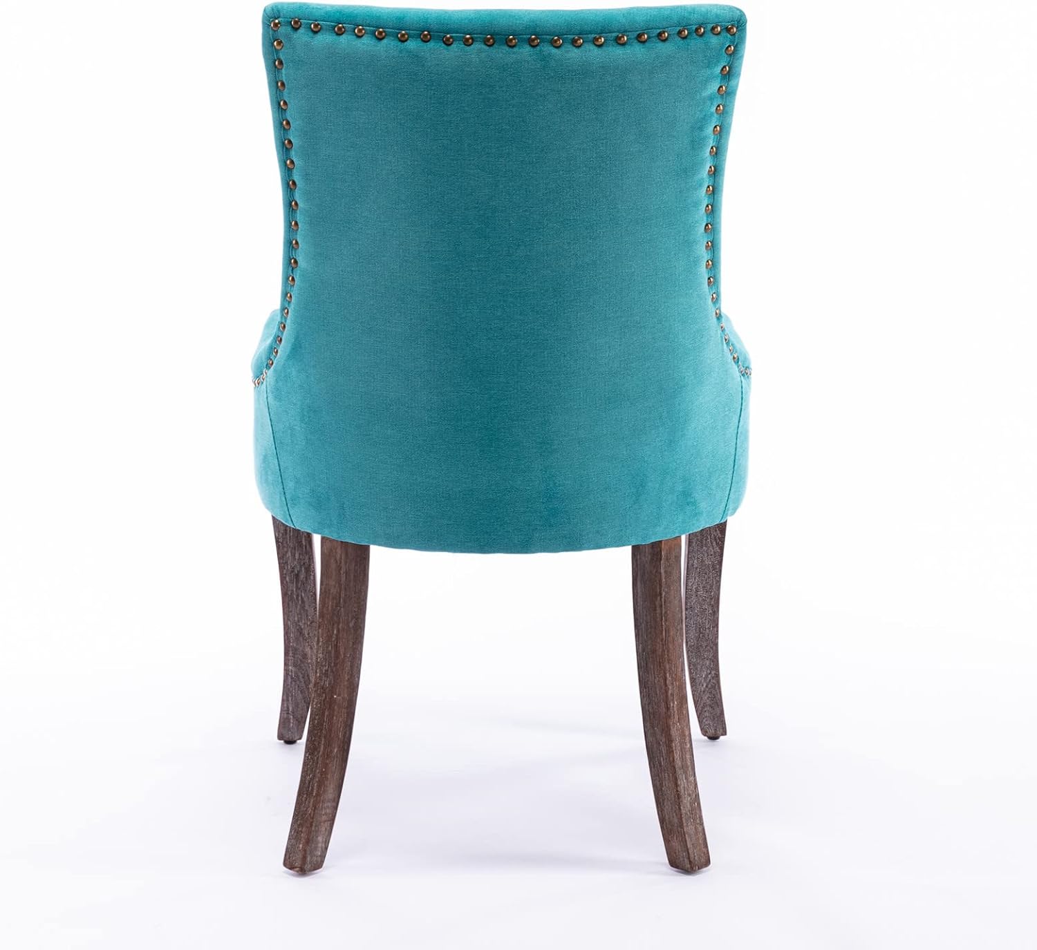 Ball & Cast Mid-Century Upholstered Dining Chairs Set of 2, Thickened Fabric Wingback Kitchen Chairs with Bronze Nail Head & Toned Solid Wood Legs, Blue
