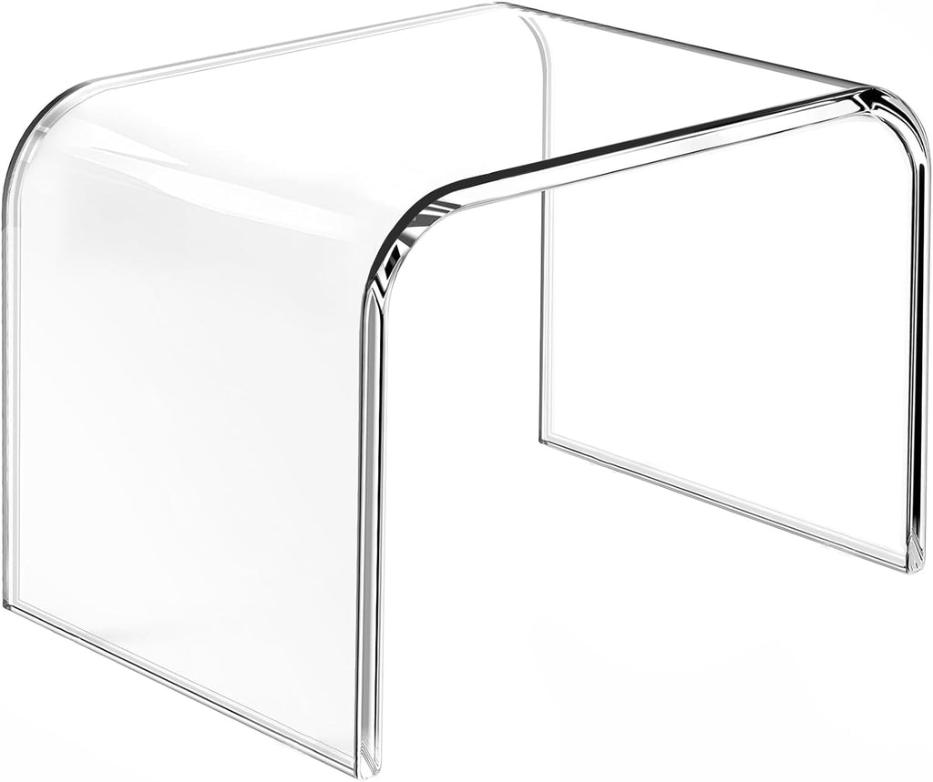 Acrylic Step Stool,Acrylic Stools,Clear Step Stool with Non-Slip for Bathroom,Holds Up to 250lbs(No Non-Slip Stool, Pack of 1)