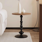 Vintage Round Side Table Small Space End Table for Couch Living Room Stable Metal Base Coffee Table Irregular Nightstand