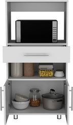 Worland Pantry Cabinet with Microwave Stand, Multi-Functional with Drawer and 2-Door