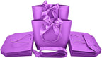 HUAPRINT Gift Bags with Handles,7.48×3.54×7.9 inches,Party Favor Bags with Bow Ribbon,12Pcs Purple Paper Bags for Birthday Wedding Bridesmaid Present Celebration Holiday