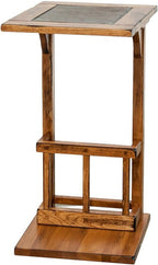 Benzara Marv Side Table with Magazine Rack- 13 Inch- Rustic Oak Finish Wood