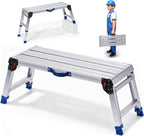 Aluminium Work Platform 660 Lbs, Portable Scaffolding Platform with One-Touch Automatic Fold, 4 Height Adjustment Step Stool, Perfect for RV Cleaning, Home Painting and Reaching High Places, Upgraded