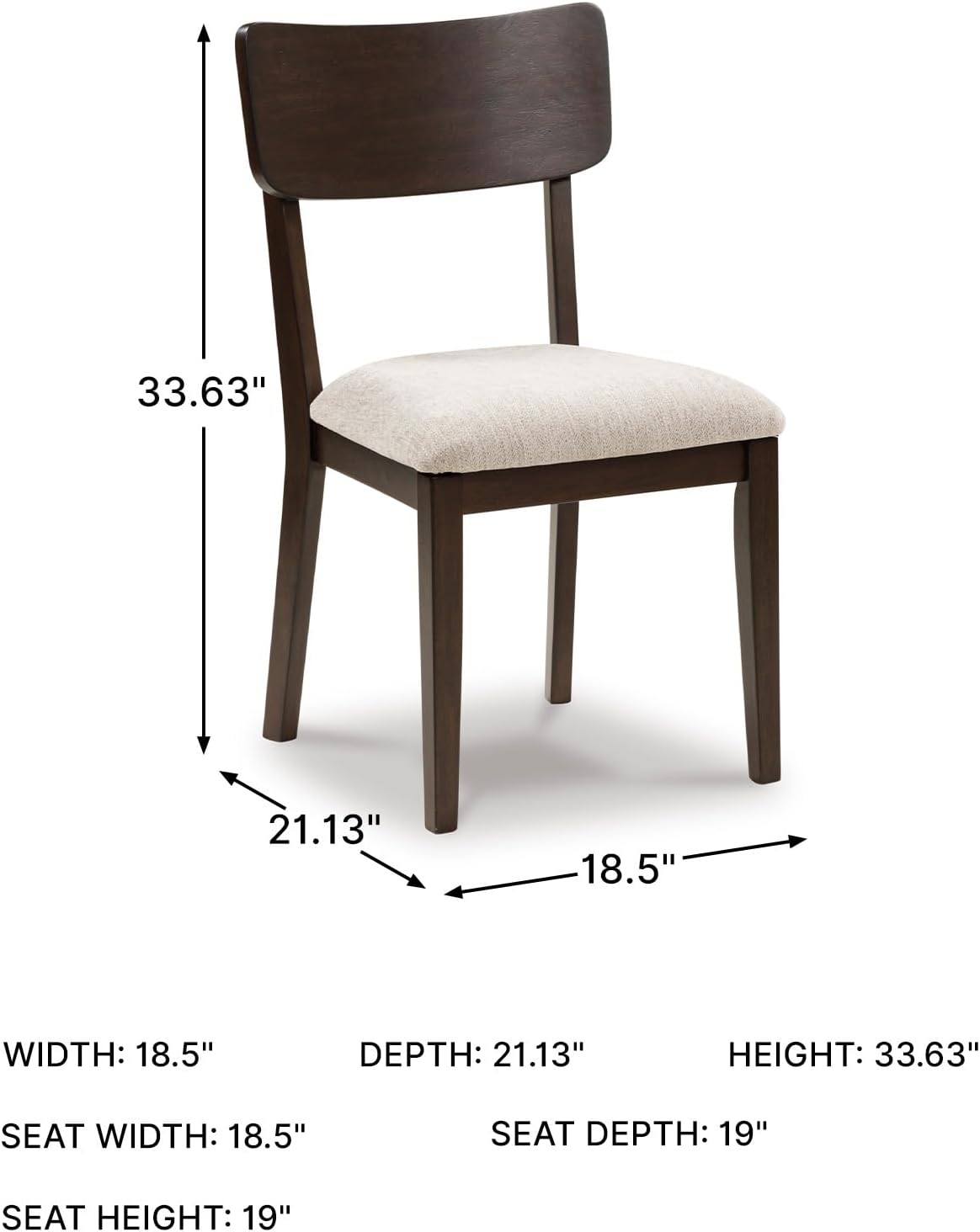 Signature Design by Ashley Favelon Upholstered Wood Dining Chairs, Set of 2 | Mid-century modern curved backrest, Foam cushioned seat, Merlot finish solid wood frame, Casual dining room use
