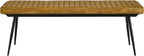 Pemberly Row Leather Upholstered Cushion Bench, 54"W x 15"D x 19"H, Camel Goat Leather, Black Metal Legs, Channel Tufted Design, Modern Farmhouse Style, Comfortable Seating for Dining Room or Bedroom