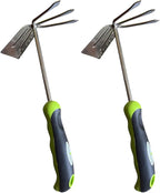 Garden Guru Hand Cultivator Rake Hoe Tiller Tool - Stainless Steel for Ultimate Strength - Rust Resistant - Ergonomic Handle - Great for Gardening Cultivating Loosening Weeding(2Pack)