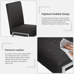 Modern Dining Chair Set of 2, Comfortable Dining Chair with Thick Cushions | Upholstered Leather Kitchen Side Chair with Metal Feet for Home, Kitchen, Living Room, Dining Room and Cafeteria, Black