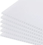 BPS 6Pcs 24'' (W) x 64'' (L) x 0.16'' Polycarbonate Panels, Waterproof UV Protected Reinforced Sheets, Outdoor Greenhouse and Gazebo Covering, Twin-Wall Clear Sheets