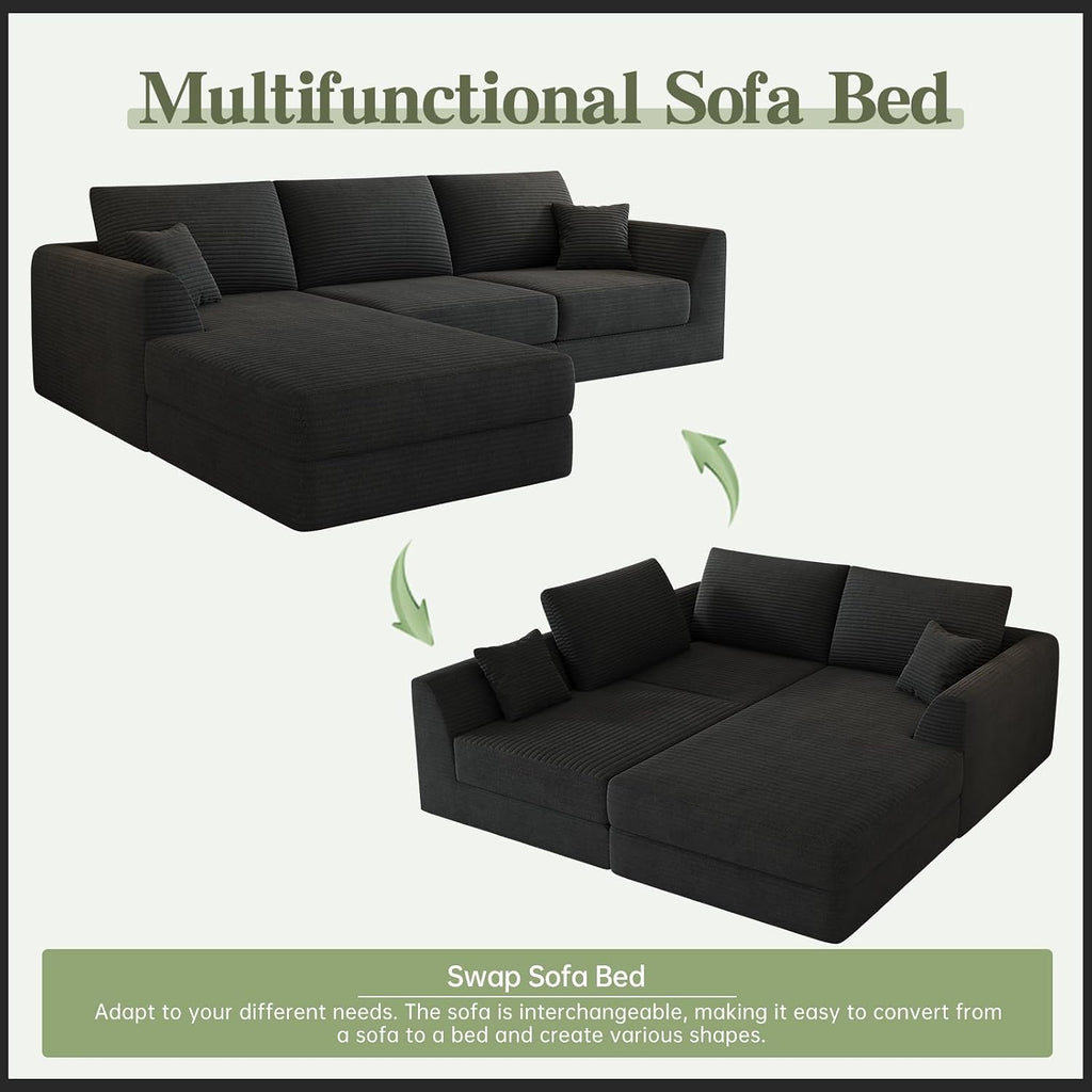 106” Modular Sectional Sofa, Cloud Sectional Couch with Deep Seat, Modern Modular L-Shape Sofa Couch with Chaise,Upholstered Couches for Living Room Bedroom No Assembly Required
