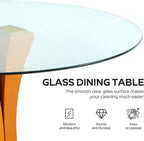 5-Piece Dining Table Set with 39In Tempered Glass Table and 4 Velvet Upholstered Chairs, Modern Scandinavian Furniture for Dining Room Kitchen(Beige&Gold)
