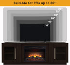 Cheerway 3D Fireplace TV Stand for TVs up to 80’’, Wooden Media Entertainment Center Table & TV Cabinets w/Storage Shelves & Barn Door, Electric Fireplace w/Remote Control
