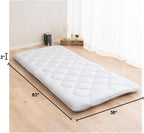 EMOOR Japanese Floor Futon Mattress Anti-Sag Twin-XL Made in Japan 100% Cotton Chip Foam Gray, Shikibuton Foldable Sleeping Bed Tatami Mat