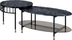 Engineered Stone Top & Black Finish Nesting Table Set | Dual-table nesting design with 15 mm thick engineered stone tops