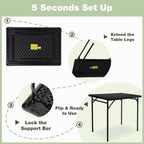 3ft Rectangular Folding Table for All-Occasion, Foldable Table with HDPE Tabletop and Steel Legs, Durable and Stable Small Folding Table, Perfect for Camping, Picnic, Party, Indoor & Outdoor, Black