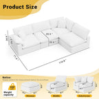 Cloud Modular Couch for Living Room,V Shape Linen Blend Sofas,Modern Deep Seat Cloud Sofas,Convertible Comfort Down Filled Sectional Couches,Removable Washable Cushion Covers,White