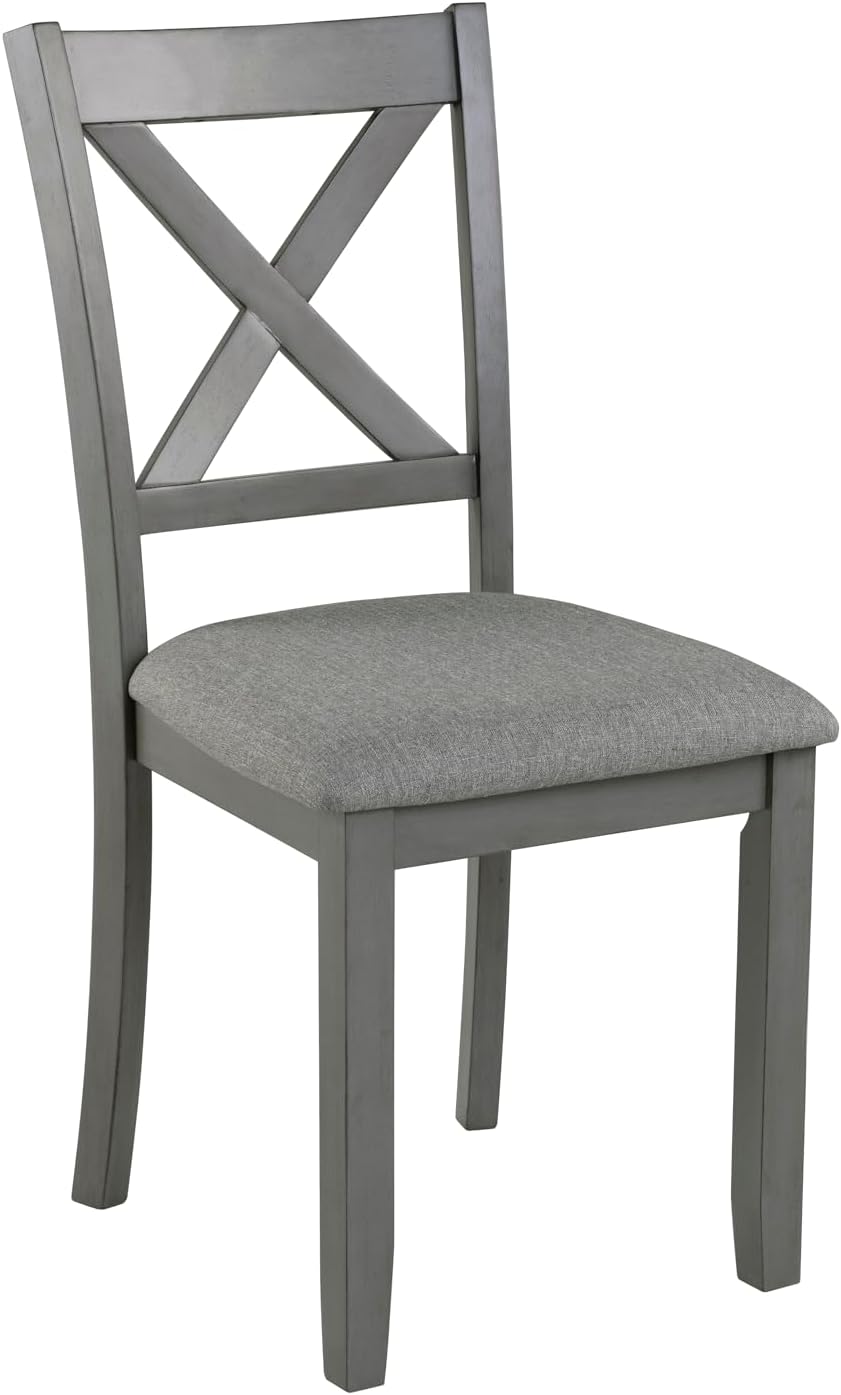 Ball & Cast Wood Frame Dining Chairs Set of 4, Modern Linen Upholstered Kitchen-Chairs with Padded Seat, 330lb Heavy Duty X-Backrest Side Chair for Dining Living Room, Easy Assembly, Gray