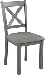 Ball & Cast Wood Frame Dining Chairs Set of 4, Modern Linen Upholstered Kitchen-Chairs with Padded Seat, 330lb Heavy Duty X-Backrest Side Chair for Dining Living Room, Easy Assembly, Gray