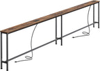 SUPERJARE 110.2 Inch Sofa Table with 2 Power Outlets and USB-C Port | 5.9 Inch Narrow Console Table with Storage, Extra-Long, for Entryway Hallway Couch Behind Sofa, Small Spaces, Rustic Brown