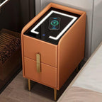 Nightstand with 2 Drawers, Solid Wood Side Bed End Table, Narrow Storage Night Stand Table, Small Organizer Night Stand for Bedroom(Orange,25cm/9.8in)