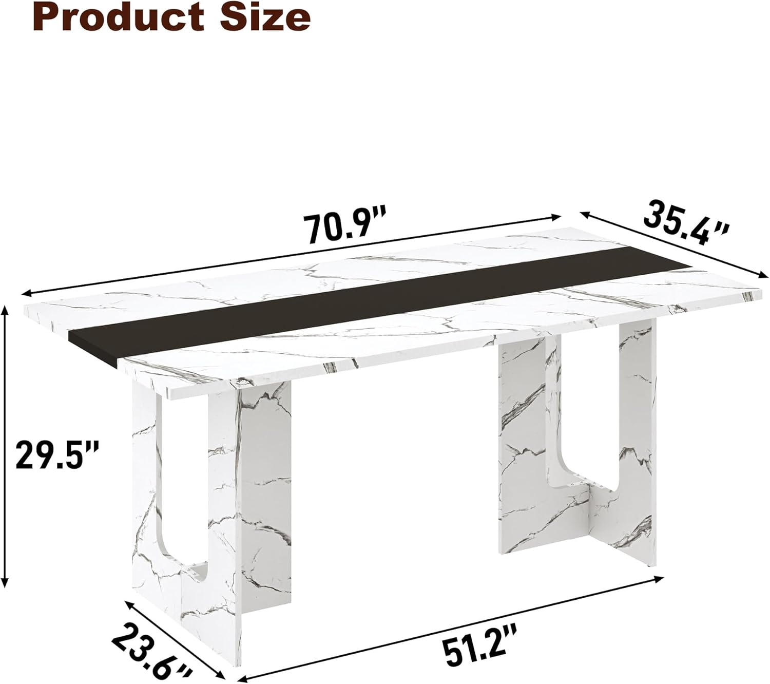 St.Mandyu 71 Inch Rectangle Dining Table for 4-8 People, Long Kitchen Dinner Table with Waterproof Tabletop and Adjustable Leg for Kitchen, Dining Room, White