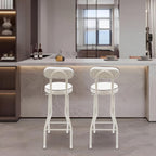 2 Pcs Folding Bar Stools, 26 Inch Portable Tall Chairs with Backrest, Carbon Steel Frame and PU Padded Seat for Kitchen, Cafe, Living Room, Camping (White-5)