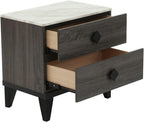 Two-Tone Finish Nightstand with 2 Drawers, Foil Grey,for Small Spaces