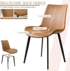 Dining Chairs Set of 2, Modern PU Leather Dining Room Chair with Sturdy Metal Legs, Upholstered Faux Leather Cushion Seat Dinner Chairs Accent Side Chairs for Indoor Kitchen Living Room,Brown